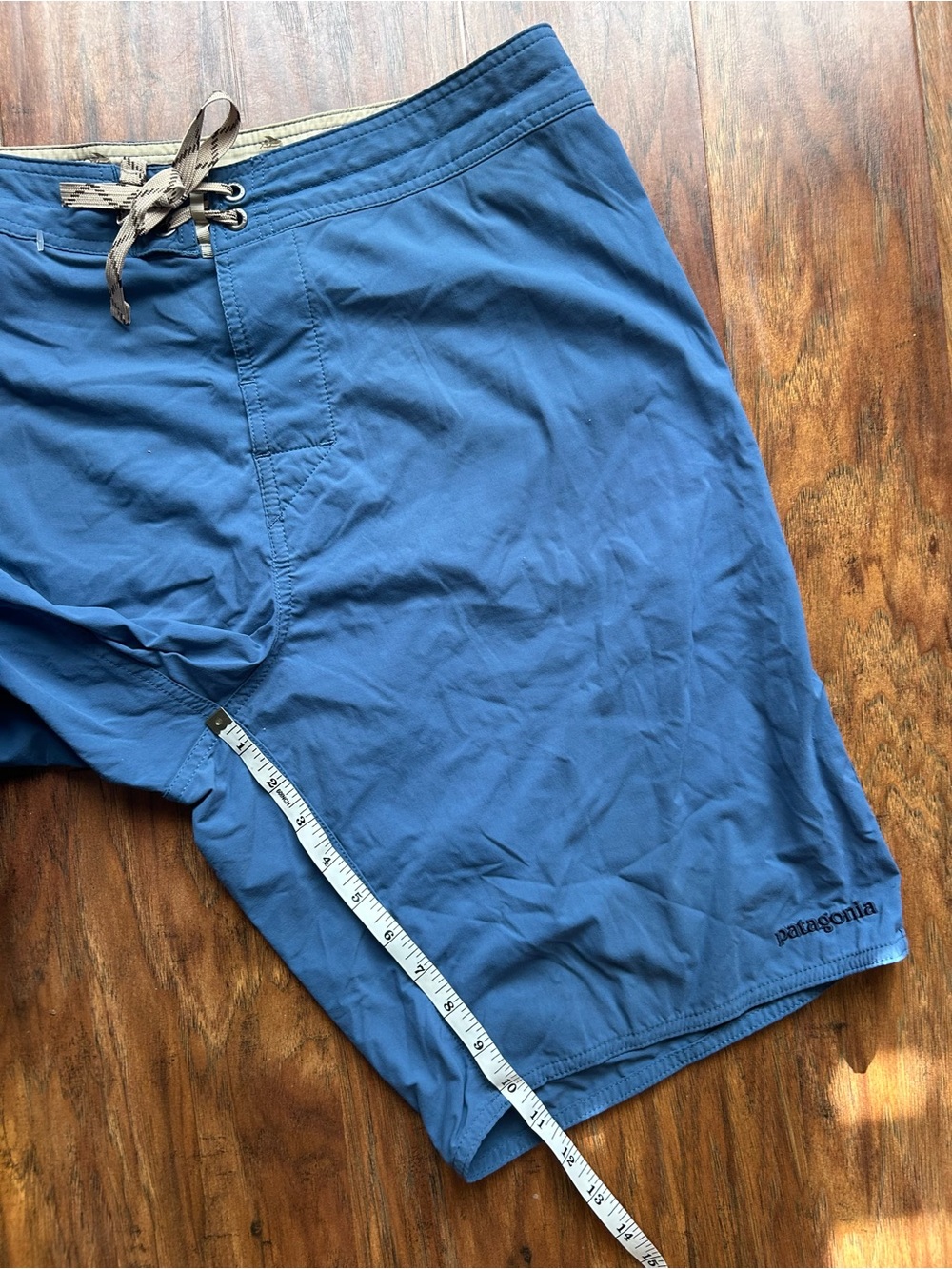 Patagonia Men's Swim Board Shorts Swim Trunks Blue Pocket Drawstring - Picture 8 of 9